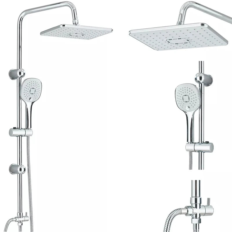 Chrome Bathroom Shower Faucet Set Wall Mounted Shower column Taps Rainfall Shower Mixer Crane