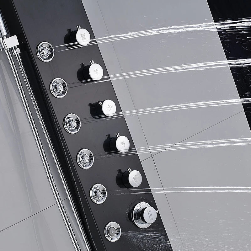 Wanmivezlo Shower Panel Column 6-Ways Functions LED Rain Waterfall Shower With Digital Display and Bidet Bath Shower Crane