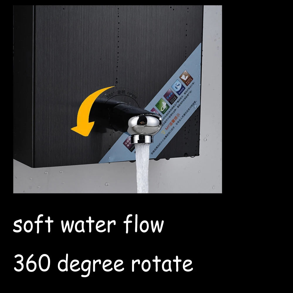 Wanmivezlo Shower Panel Column 6-Ways Functions LED Rain Waterfall Shower With Digital Display and Bidet Bath Shower Crane