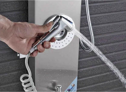 Wanmivezlo Shower Panel Column 6-Ways Functions LED Rain Waterfall Shower With Digital Display and Bidet Bath Shower Crane