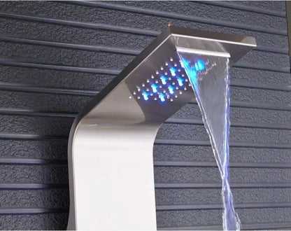 Wanmivezlo Shower Panel Column 6-Ways Functions LED Rain Waterfall Shower With Digital Display and Bidet Bath Shower Crane