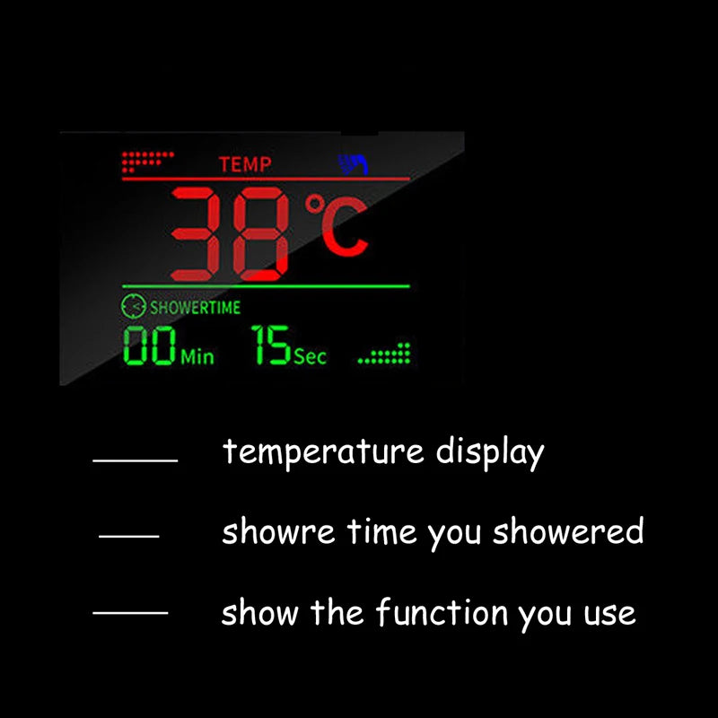 Wanmivezlo Shower Panel Column 6-Ways Functions LED Rain Waterfall Shower With Digital Display and Bidet Bath Shower Crane