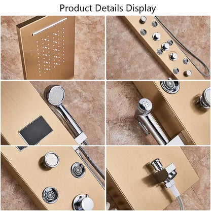 Wanmivezlo Shower Panel Column 6-Ways Functions LED Rain Waterfall Shower With Digital Display and Bidet Bath Shower Crane