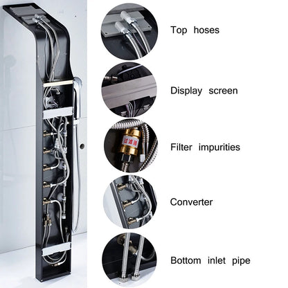 Wanmivezlo Shower Panel Column 6-Ways Functions LED Rain Waterfall Shower With Digital Display and Bidet Bath Shower Crane