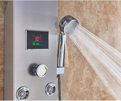 Wanmivezlo Shower Panel Column 6-Ways Functions LED Rain Waterfall Shower With Digital Display and Bidet Bath Shower Crane
