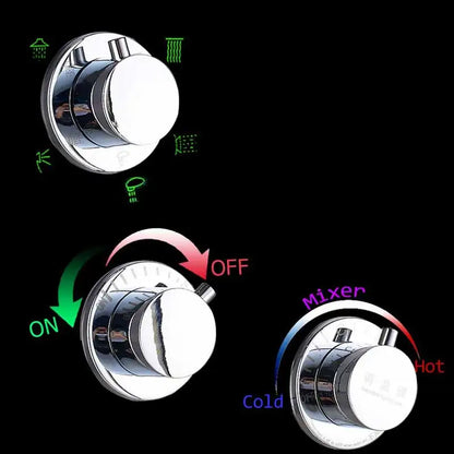 Wanmivezlo Shower Panel Column 6-Ways Functions LED Rain Waterfall Shower With Digital Display and Bidet Bath Shower Crane