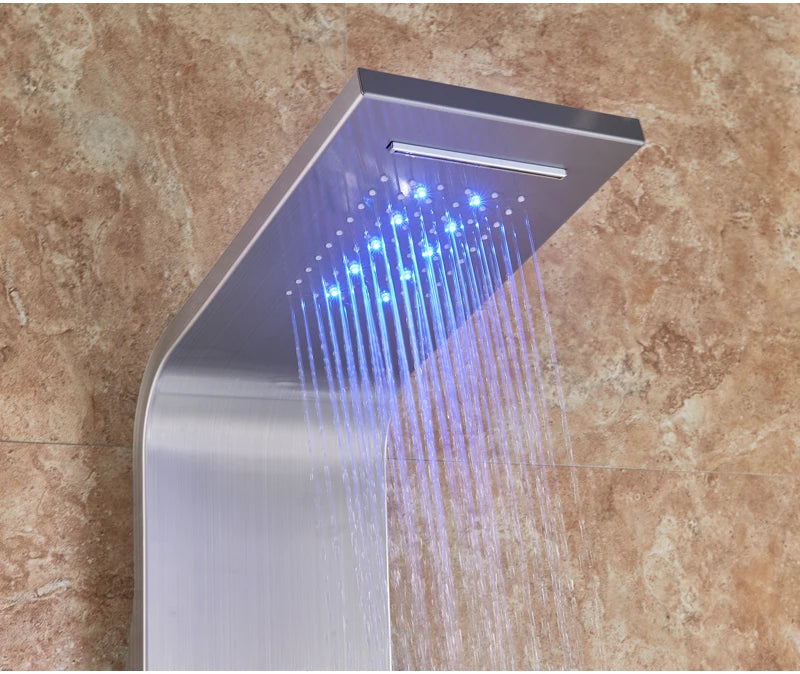 Wanmivezlo Shower Panel Column 6-Ways Functions LED Rain Waterfall Shower With Digital Display and Bidet Bath Shower Crane