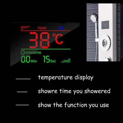 Wanmivezlo Shower Panel Column 6-Ways Functions LED Rain Waterfall Shower With Digital Display and Bidet Bath Shower Crane