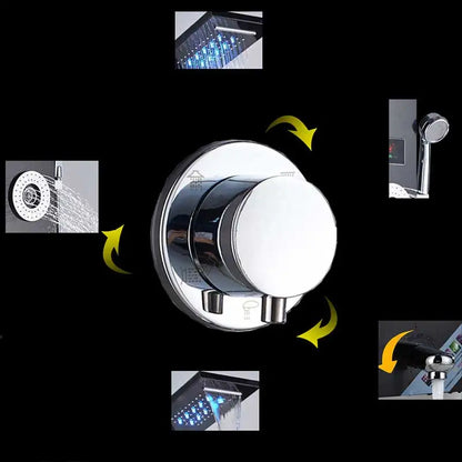 Wanmivezlo Shower Panel Column 6-Ways Functions LED Rain Waterfall Shower With Digital Display and Bidet Bath Shower Crane