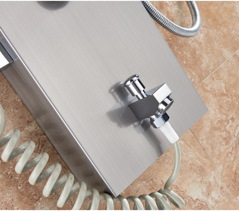 Wanmivezlo Shower Panel Column 6-Ways Functions LED Rain Waterfall Shower With Digital Display and Bidet Bath Shower Crane