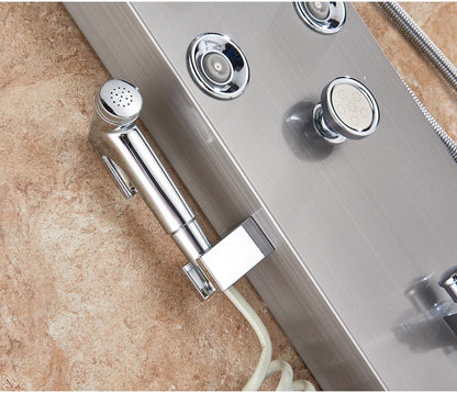 Wanmivezlo Shower Panel Column 6-Ways Functions LED Rain Waterfall Shower With Digital Display and Bidet Bath Shower Crane