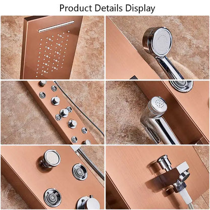 Wanmivezlo Shower Panel Column 6-Ways Functions LED Rain Waterfall Shower With Digital Display and Bidet Bath Shower Crane