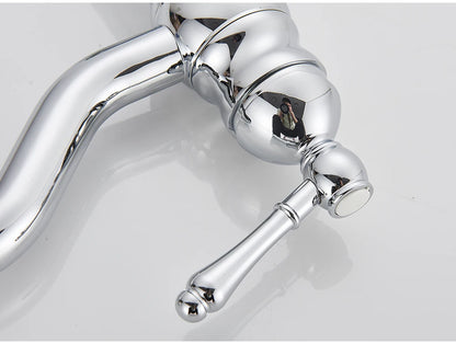 POIQIHY Antique Brass Basin Vessel Sink Faucet Deck Mounted One Hole Cold Hot Water Cold Hot Mixer Tap Bathroom Faucet  1 Hole