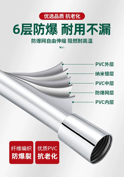 New 1.5/2/3m PVC Handheld Shower Head Hose Flexible Anti Winding Explosion-proof Water Tube Bathroom Faucet Hose Extension Pipe