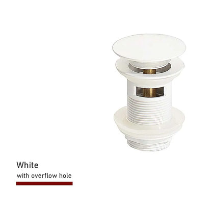 Bathroom Sink Push Down Pop Up Stopper Drain in Brushed Gold,Matt Black,White,Rose Gold,Gold,Chrome Washbasin Accessoires