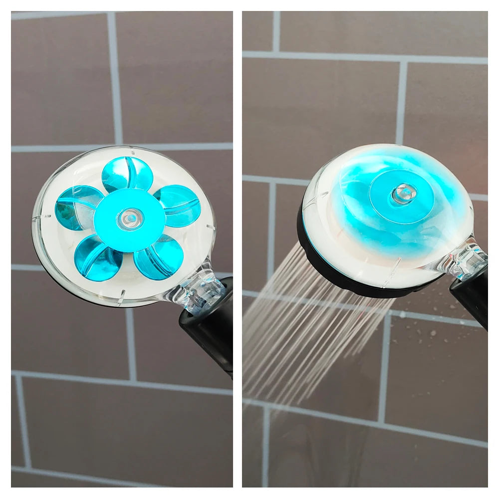 LED Digital Temperature Display Shower Head Temperature Control Colorful Fan Spray Nozzle High Pressure Rainfall Bathroom Shower