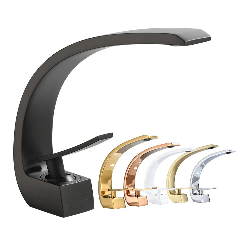Basin Faucet Modern Bathroom Mixer Tap Black/Gold Wash basin Faucet Single Handle Hot and Cold Waterfall Faucet