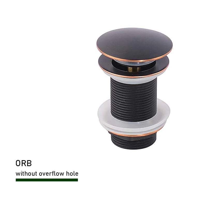 Bathroom Sink Push Down Pop Up Stopper Drain in Brushed Gold,Matt Black,White,Rose Gold,Gold,Chrome Washbasin Accessoires