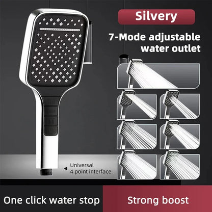 7 Modes Large Shower Head Adjustable One Key Stop Bathroom High-pressure Water-saving Shower Mixer Nozzles Bathroom Accessories