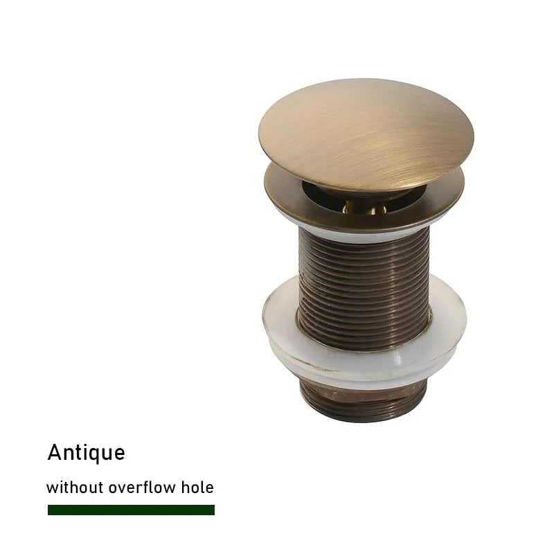 Bathroom Sink Push Down Pop Up Stopper Drain in Brushed Gold,Matt Black,White,Rose Gold,Gold,Chrome Washbasin Accessoires