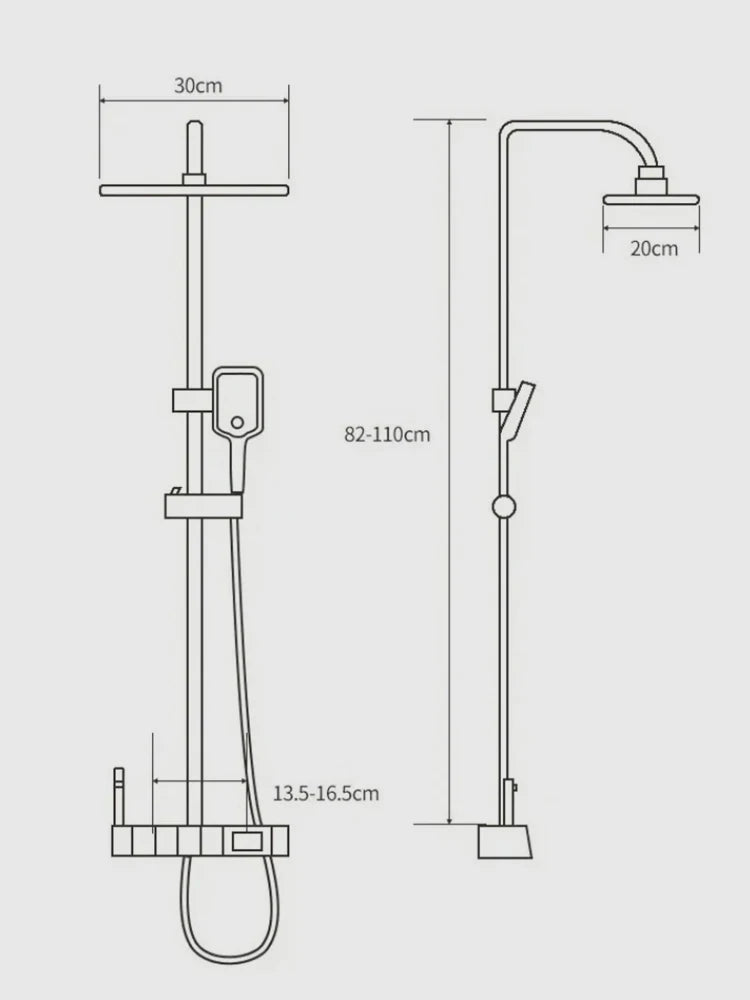 Digital Display Shower Faucet Set  Modern Style Rainfall Bathroom Digital Mixer Tap Grey Bidet Shower System