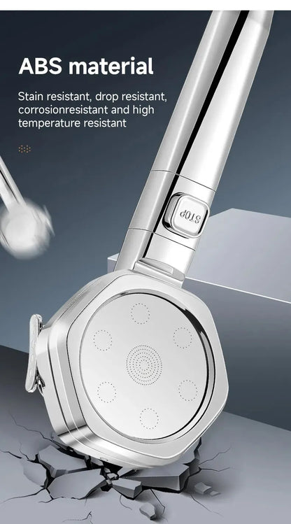 Hexagonal Pressurized Shower Head Four-speed Supercharged Hard ABS Fall-resistant Water Filter Bathroom Accessories