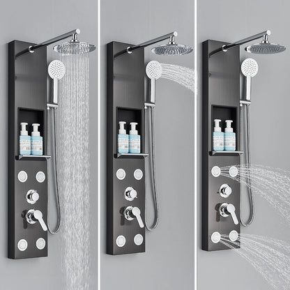 Brushed Nickel Shower Panel Column Rain&Waterfall Shower Head  Massage Jets Hot and Cold Mixer Tap Bathroom Shower Faucet