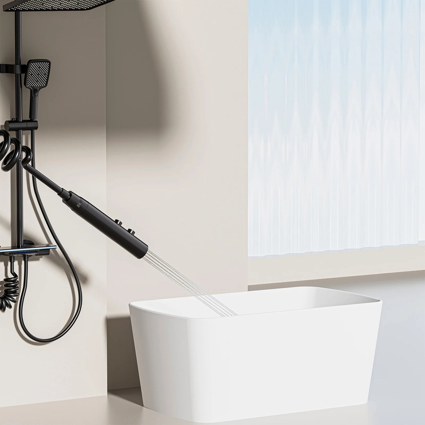 Smart Digital Display Shower System: LED Temperature Display, Copper Mixer Valve, Tempered Glass Panel & Rainfall Shower Set