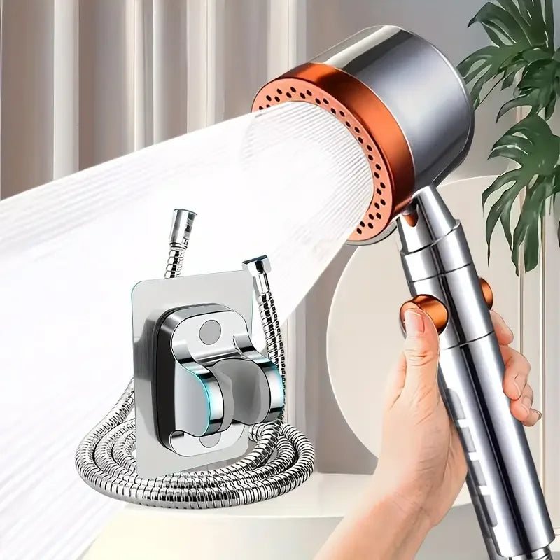 New High Pressure Water Saving Filter Shower Head 5 Modes Handheld Shower Head One Button Stop Bathroom Accessories Set
