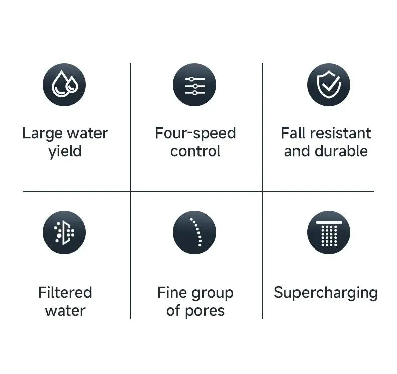 Hexagonal Pressurized Shower Head Four-speed Supercharged Hard ABS Fall-resistant Water Filter Bathroom Accessories