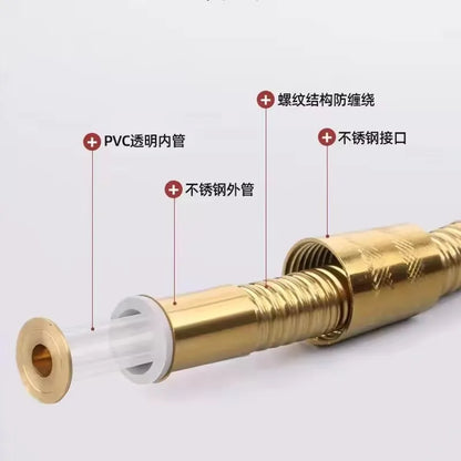 Golden 1.5m/2m/3m G1/2'' Flexible Shower Hose High Pressure Explosion-proof Stainless Steel Bathroom Shower Head Extension Pipe