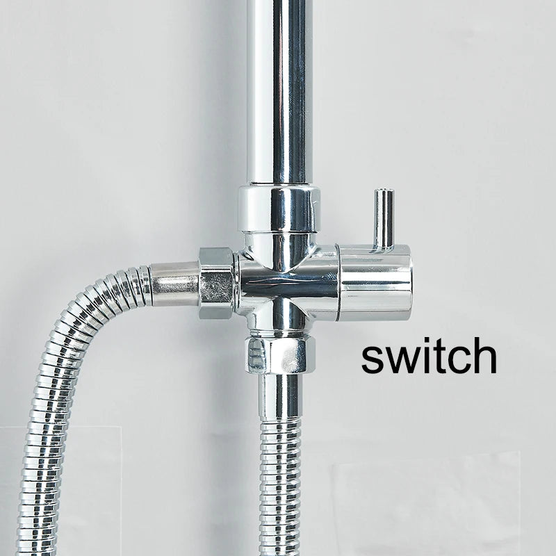 Chrome Bathroom Shower Faucet Set Wall Mounted Shower column Taps Rainfall Shower Mixer Crane
