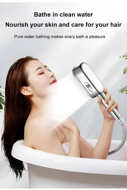 New High Pressure Shower Head 3 Modes Adjustable Spray with Massage Brush Filter Rain Shower Faucet Hose Bathroom Accessorie Set
