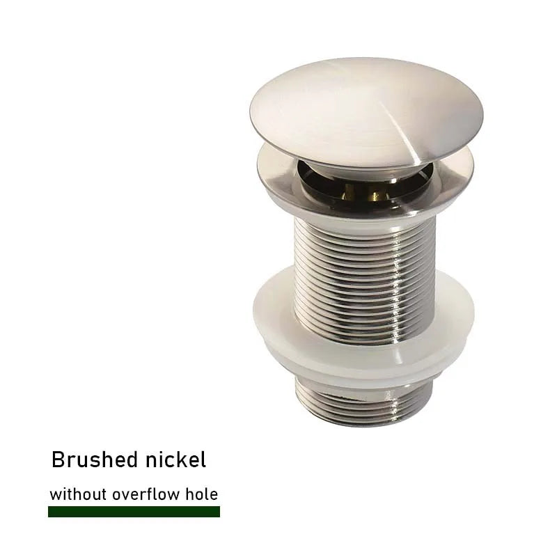 Bathroom Sink Push Down Pop Up Stopper Drain in Brushed Gold,Matt Black,White,Rose Gold,Gold,Chrome Washbasin Accessoires