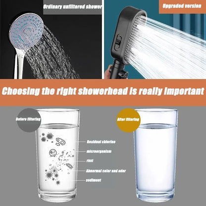 New High Pressure Shower Head 3 Modes Adjustable Spray with Massage Brush Filter Rain Shower Faucet Hose Bathroom Accessorie Set