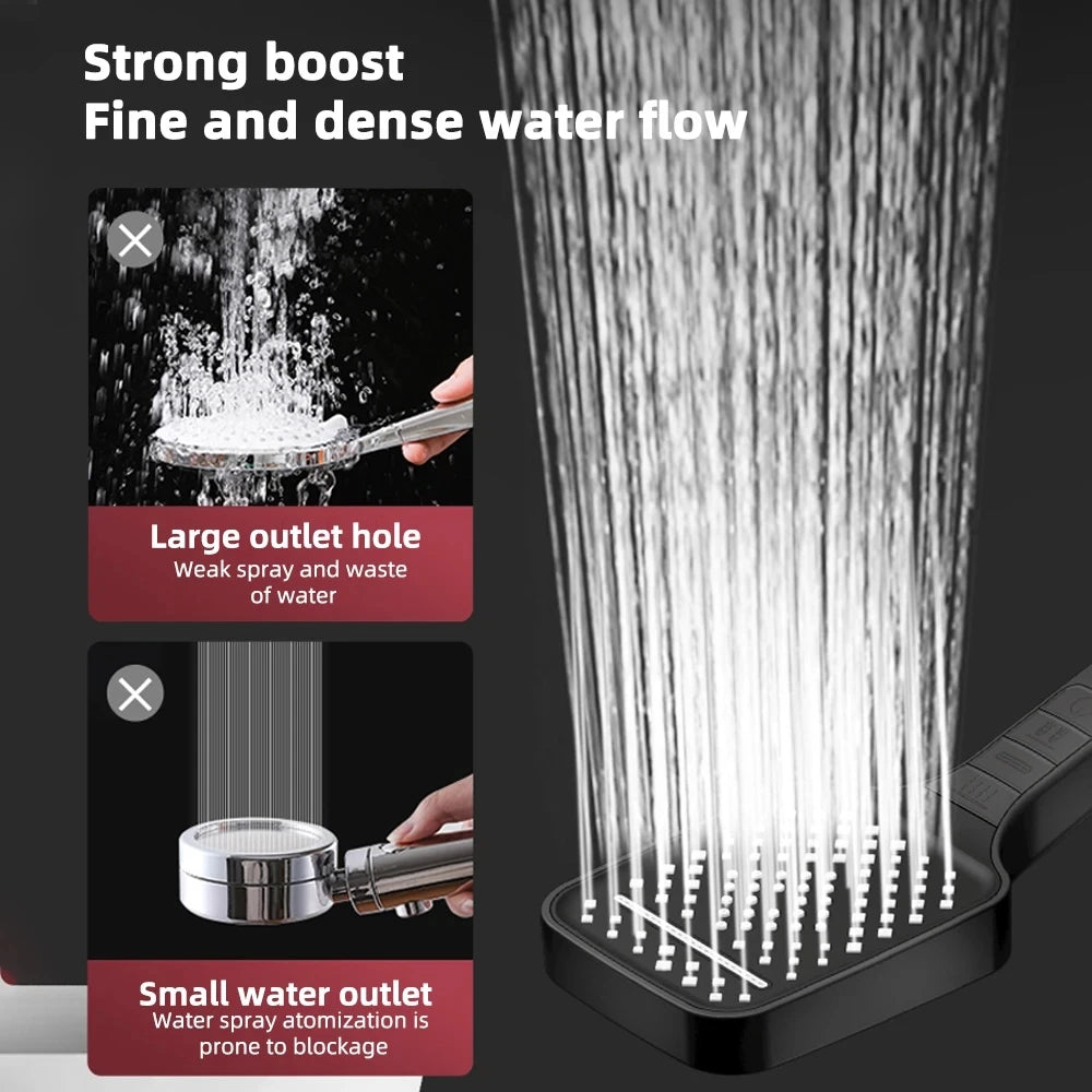 7 Modes Large Shower Head Adjustable One Key Stop Bathroom High-pressure Water-saving Shower Mixer Nozzles Bathroom Accessories