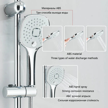 Chrome Bathroom Shower Faucet Set Wall Mounted Shower column Taps Rainfall Shower Mixer Crane