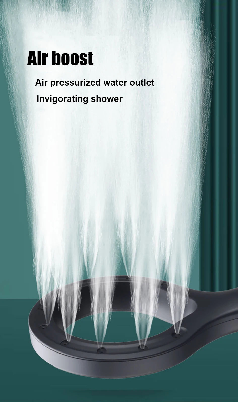 Ring-shaped water booster handheld shower head nozzle ABS large panel spray water-saving anti-blocking bathroom showerhead