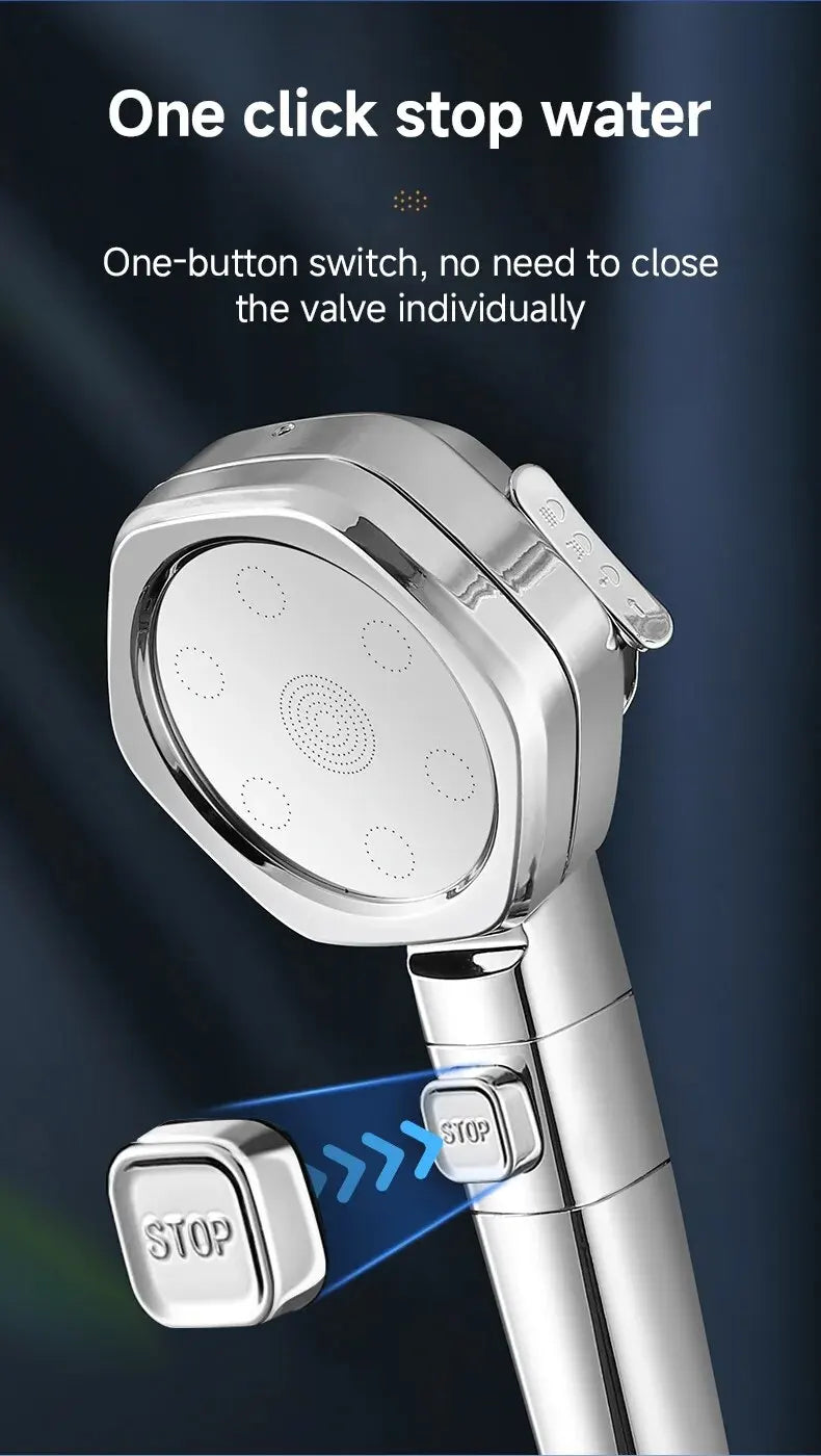 Hexagonal Pressurized Shower Head Four-speed Supercharged Hard ABS Fall-resistant Water Filter Bathroom Accessories