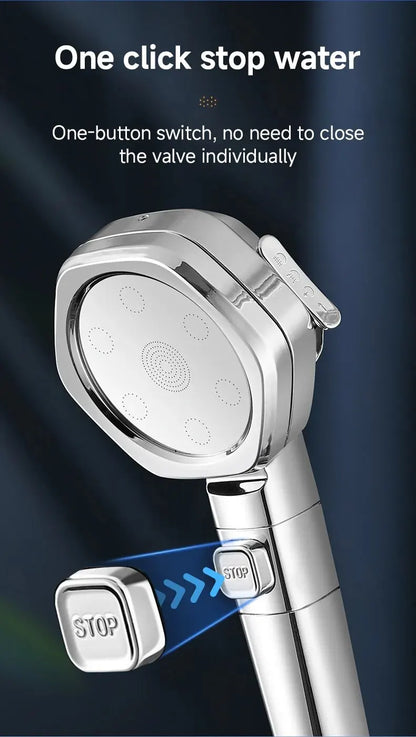 Hexagonal Pressurized Shower Head Four-speed Supercharged Hard ABS Fall-resistant Water Filter Bathroom Accessories
