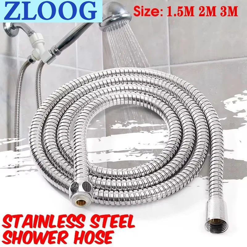 Golden 1.5m/2m/3m G1/2'' Flexible Shower Hose High Pressure Explosion-proof Stainless Steel Bathroom Shower Head Extension Pipe