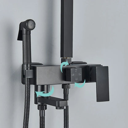 Black/Chrome Brass Shower Faucet Bathroom Shower Mixer Crane Rainfall Shower Set  For Bathroom