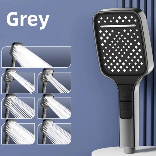 7 Modes Large Shower Head Adjustable One Key Stop Bathroom High-pressure Water-saving Shower Mixer Nozzles Bathroom Accessories