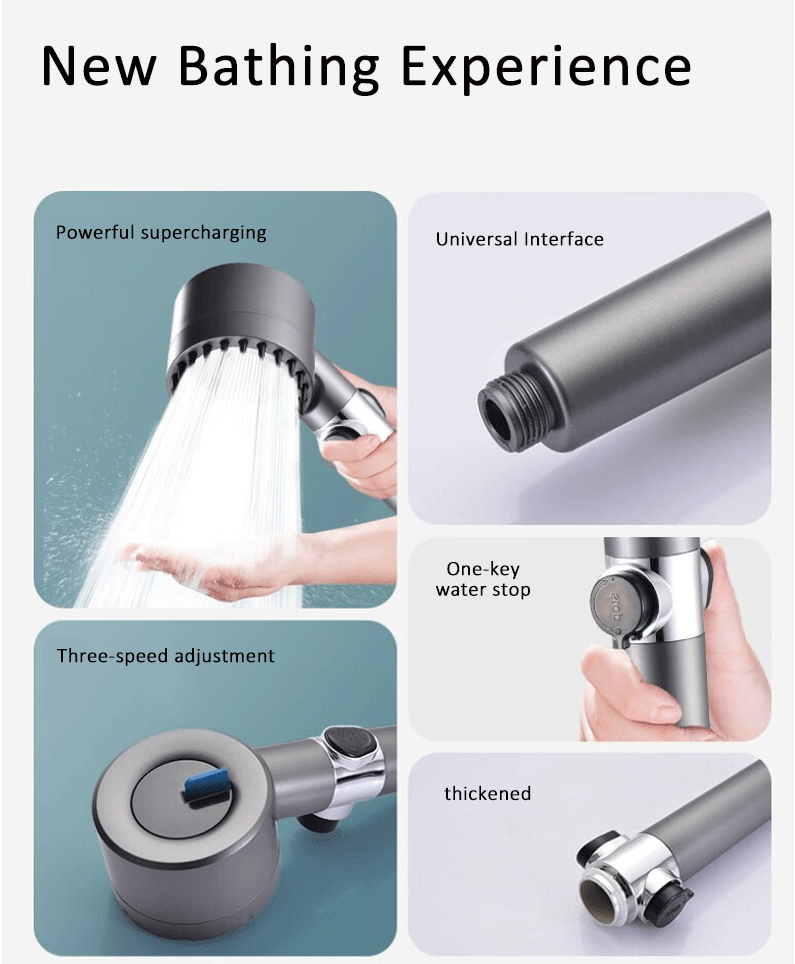 New Pressurized Shower 4 Modes Adjustable Water Saving Shower High Pressure Showerhead With Filter Bathroom Massage Shower