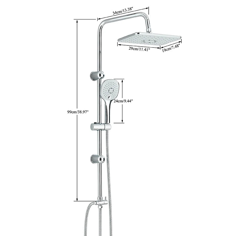 Chrome Bathroom Shower Faucet Set Wall Mounted Shower column Taps Rainfall Shower Mixer Crane
