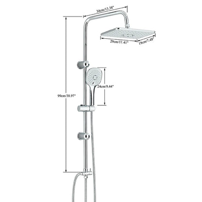 Chrome Bathroom Shower Faucet Set Wall Mounted Shower column Taps Rainfall Shower Mixer Crane