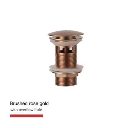 Bathroom Sink Push Down Pop Up Stopper Drain in Brushed Gold,Matt Black,White,Rose Gold,Gold,Chrome Washbasin Accessoires