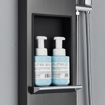 Brushed Nickel Shower Panel Column Rain&Waterfall Shower Head  Massage Jets Hot and Cold Mixer Tap Bathroom Shower Faucet