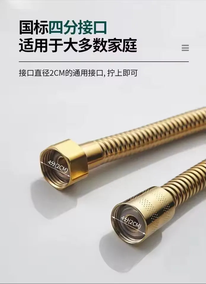 Golden 1.5m/2m/3m G1/2'' Flexible Shower Hose High Pressure Explosion-proof Stainless Steel Bathroom Shower Head Extension Pipe