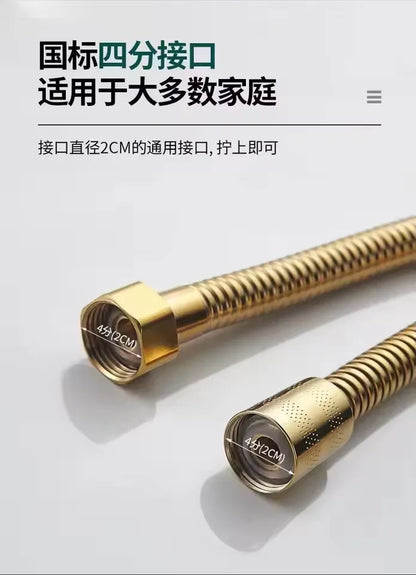 Golden 1.5m/2m/3m G1/2'' Flexible Shower Hose High Pressure Explosion-proof Stainless Steel Bathroom Shower Head Extension Pipe